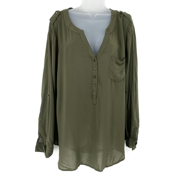 Torrid Sheer Green Blouse - Picture 1 of 6
